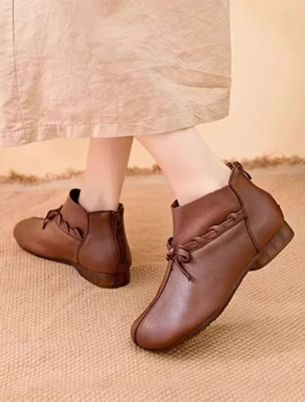 Comfortable Soft Leather Short Boots Flat Shoes