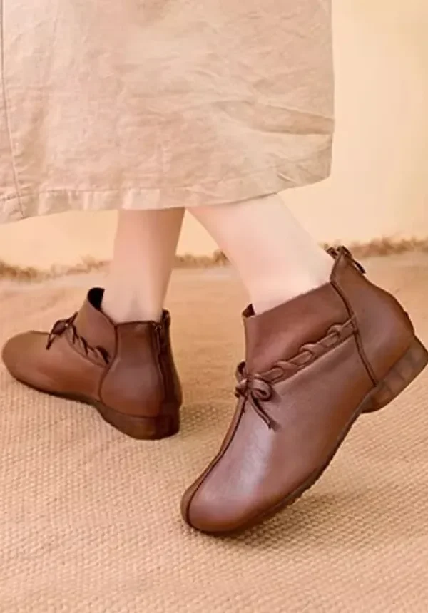 Comfortable Soft Leather Short Boots Flat Shoes