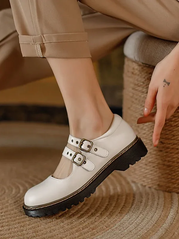 Front Double Buckle Vintage Mary Jane Shoes Mary Jane Shoes