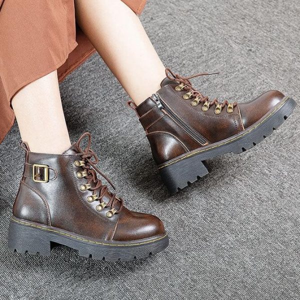 Alternative view of Back Buckle Six Eyelets Mary Jane Boots Mary Jane Shoes