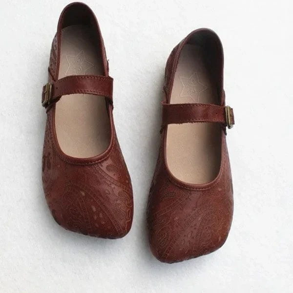 Summer Flats Retro Leather Handmade Flat Shoes