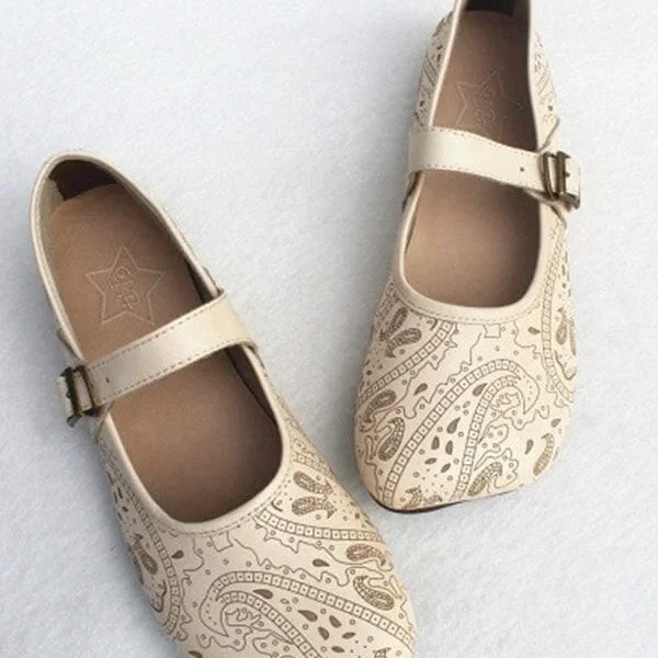 Alternative view of Summer Flats Retro Leather Handmade Flat Shoes