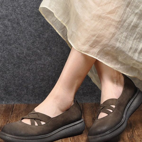 Alternative view of Comfortable Cross Strap Flats Loafers Loafers