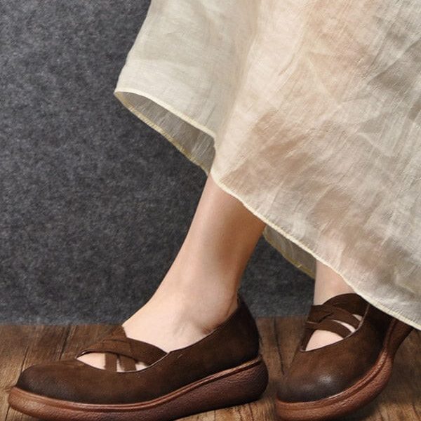 Comfortable Cross Strap Flats Loafers Loafers