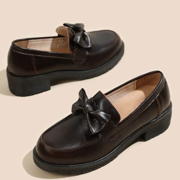 Alternative view of Bowknot British Style Chunky Heel Loafers Loafers