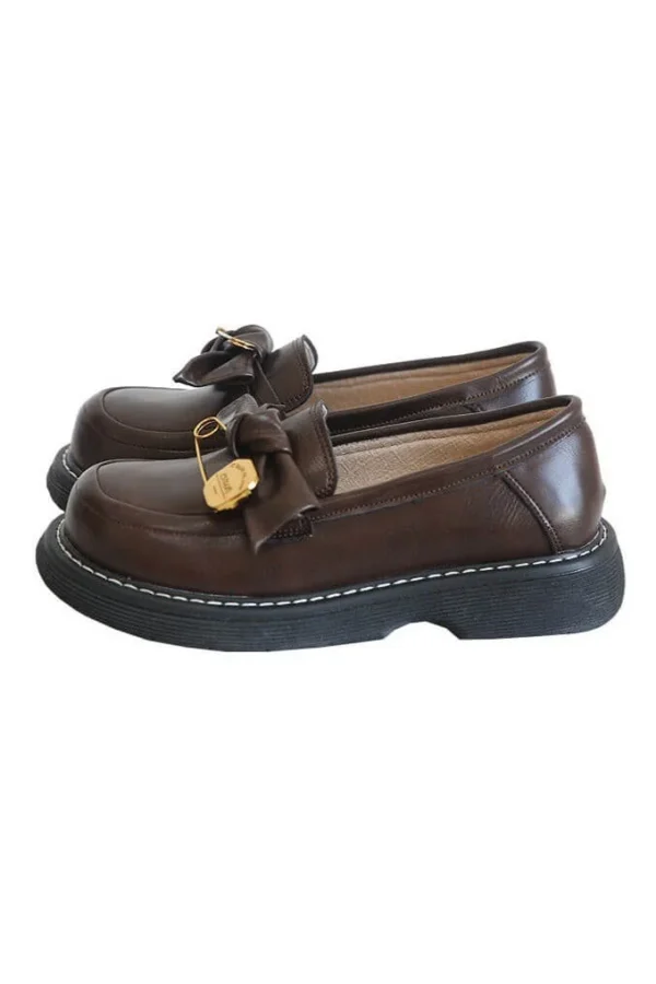 Front Metal Pin Round Head Mary Jane Shoes Mary Jane Shoes