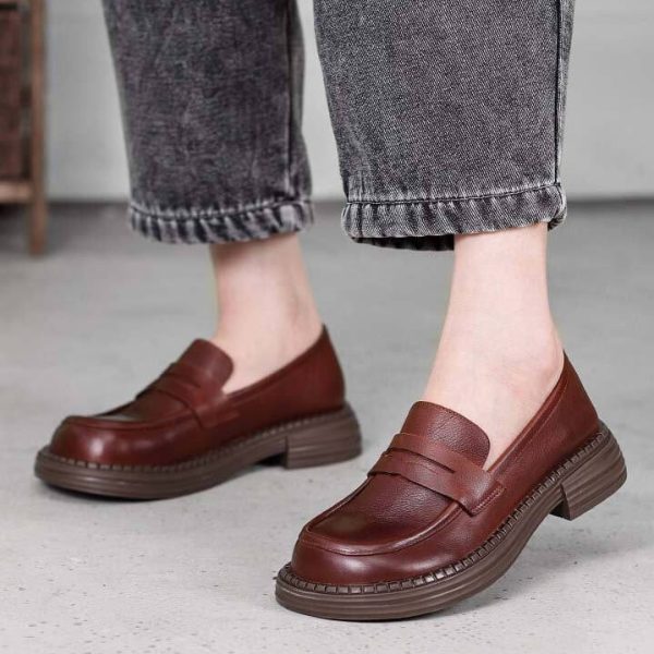 Alternative view of Handmade Retro Leather Soft Sole Loafers Loafers