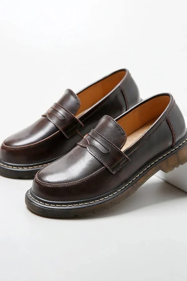 Handmade Round Head Mary Jane Shoes Loafers Mary Jane Shoes