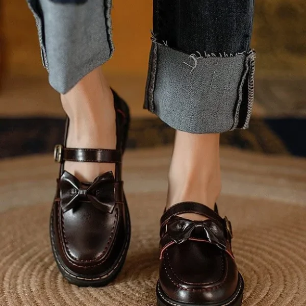 Spring Vintage Bowknot Strap Mary Jane Shoes Mary Jane Shoes