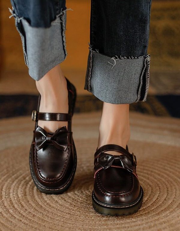 Spring Vintage Bowknot Strap Mary Jane Shoes Mary Jane Shoes