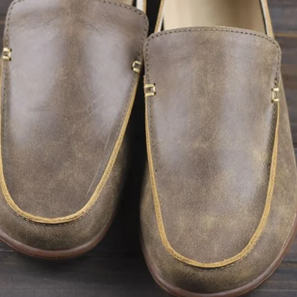 Cowhide Handmade Retro Leather Loafers Loafers