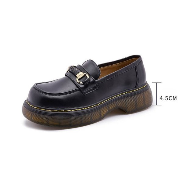 Alternative view of Metal Buckle Deco Square Head Loafers for Women Loafers