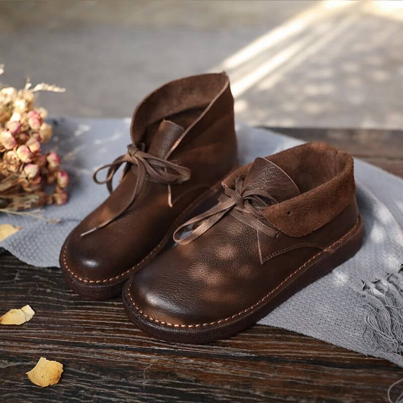 Soft Leather Comfortable Handmade Retro Flat Walking Shoes Flat Shoes - Image 4