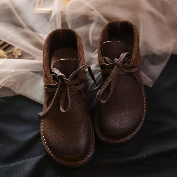 Soft Leather Comfortable Handmade Retro Flat Walking Shoes Flat Shoes - Image 5