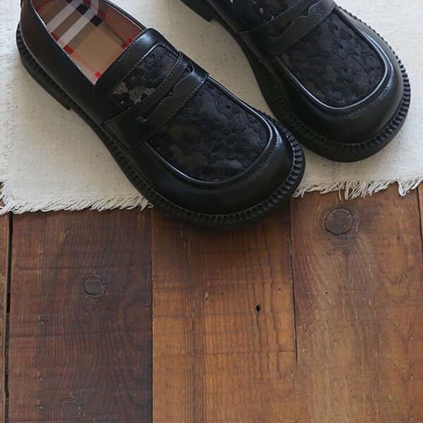 Alternative view of Round Head Soft Bottom Lace Flat Loafers Loafers