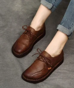 Handmade Retro Soft Leather Comfortable Walking Shoes Flat Shoes