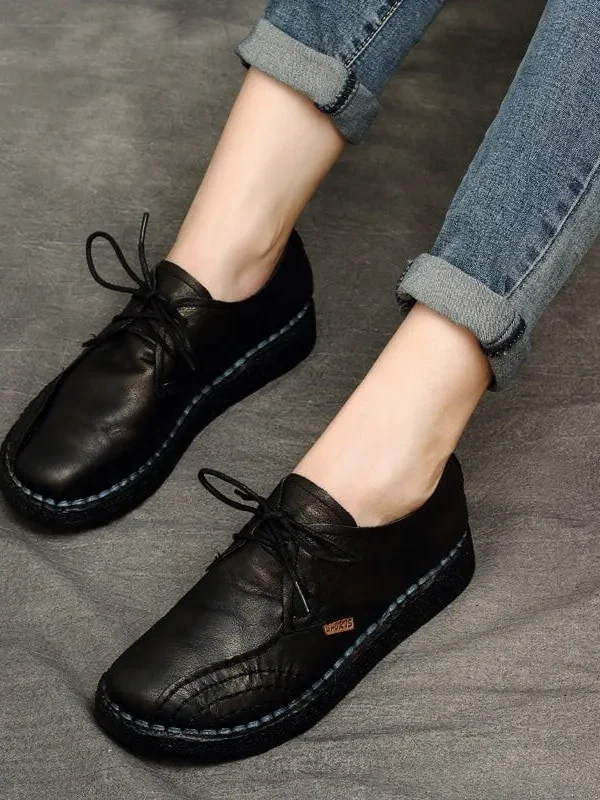 Alternative view of Handmade Retro Soft Leather Comfortable Walking Shoes Flat Shoes