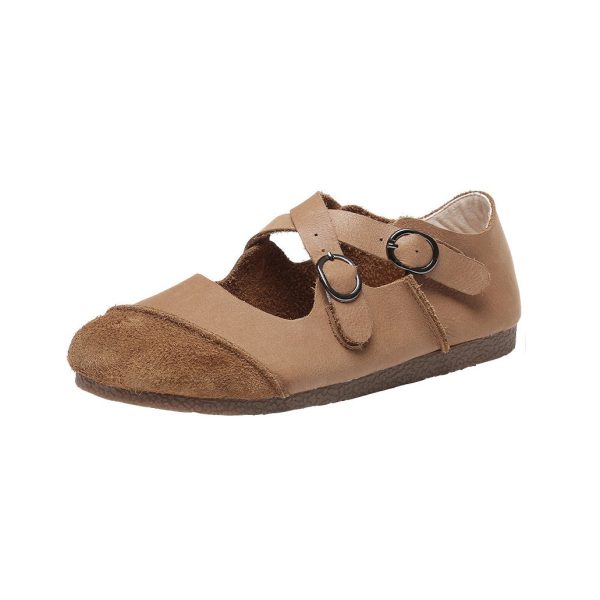 Handmade Soft Leather Cross Strap Flats Spring Flat Shoes