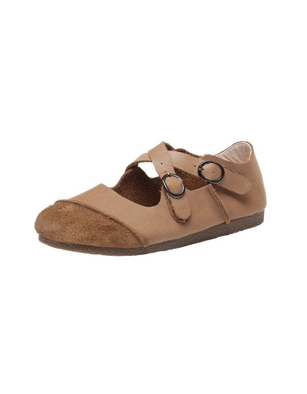 Handmade Soft Leather Cross Strap Flats Spring Flat Shoes