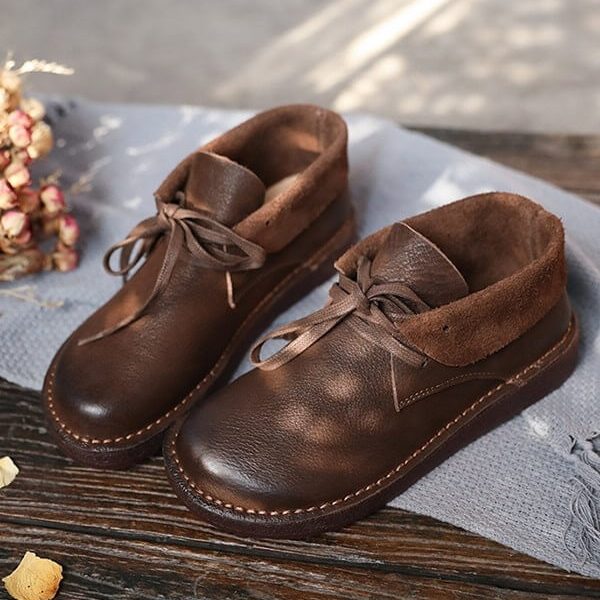 Alternative view of Soft Leather Comfortable Handmade Retro Flat Walking Shoes Flat Shoes