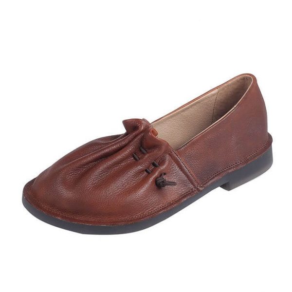 Retro Leather Soft Women Spring Flat Shoes Flat Shoes