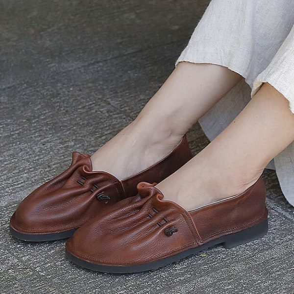 Alternative view of Retro Leather Soft Women Spring Flat Shoes Flat Shoes