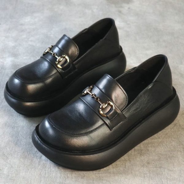 Rounded Head Comfortable Sole Platform Loafers Loafers