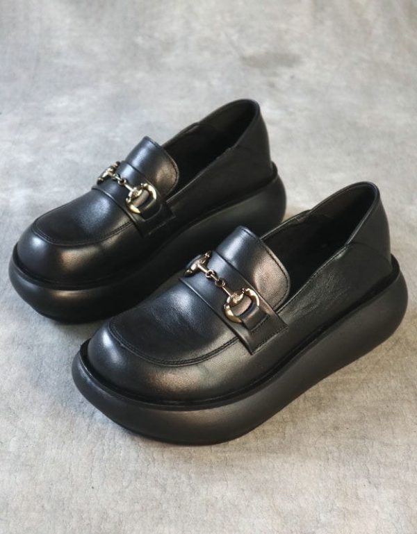 Rounded Head Comfortable Sole Platform Loafers Loafers