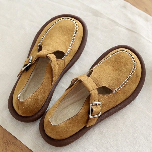 Rounded Head Suede Comfortable Loafers Loafers