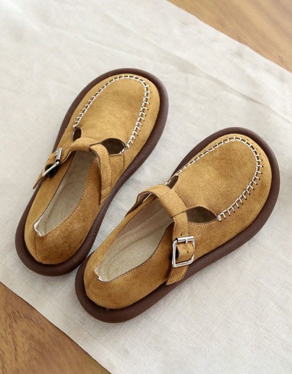 Rounded Head Suede Comfortable Loafers Loafers