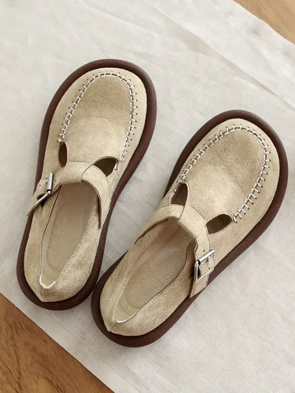 Alternative view of Rounded Head Suede Comfortable Loafers Loafers