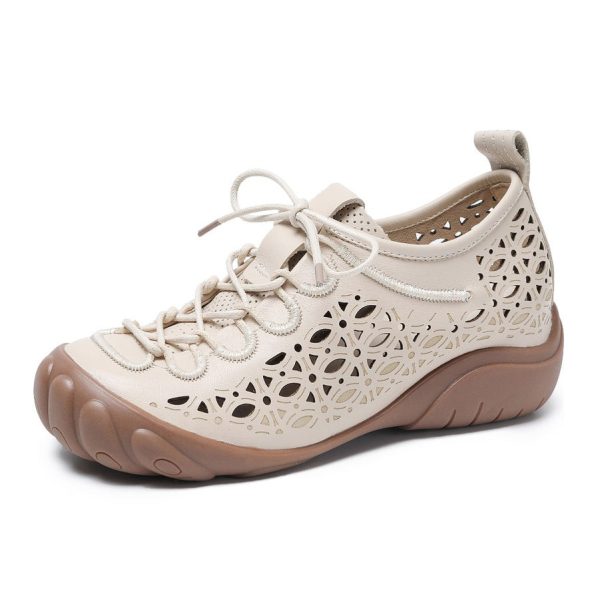 Round Head Handmade Hollow Summer Flats Flat Shoes