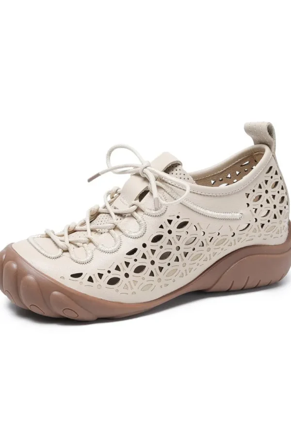 Round Head Handmade Hollow Summer Flats Flat Shoes