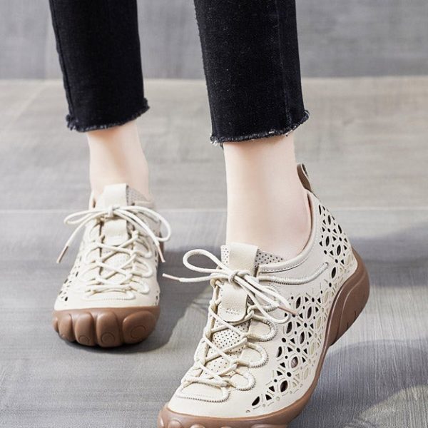 Alternative view of Round Head Handmade Hollow Summer Flats Flat Shoes