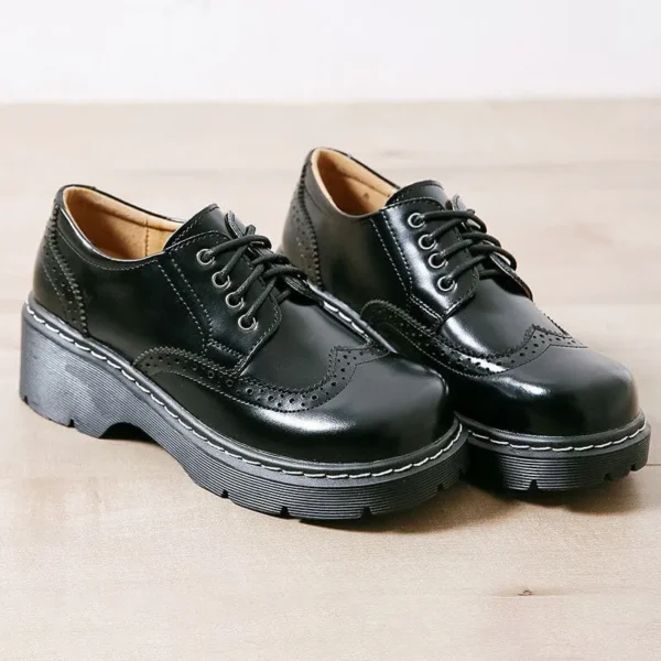 Alternative view of Round Toe Brogue Style Lace Up Mary Jane Mary Jane Shoes