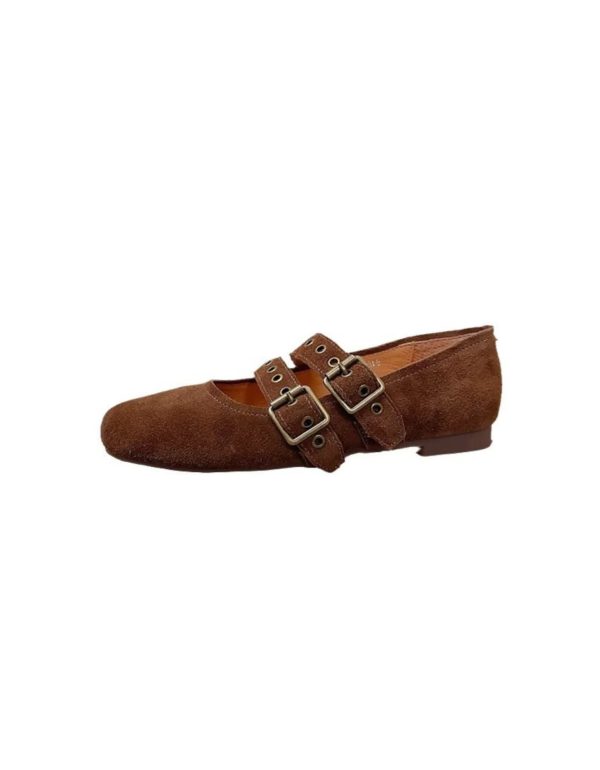 Suede Square Toe Double Buckles Mary Jane Shoes Mary Jane Shoes