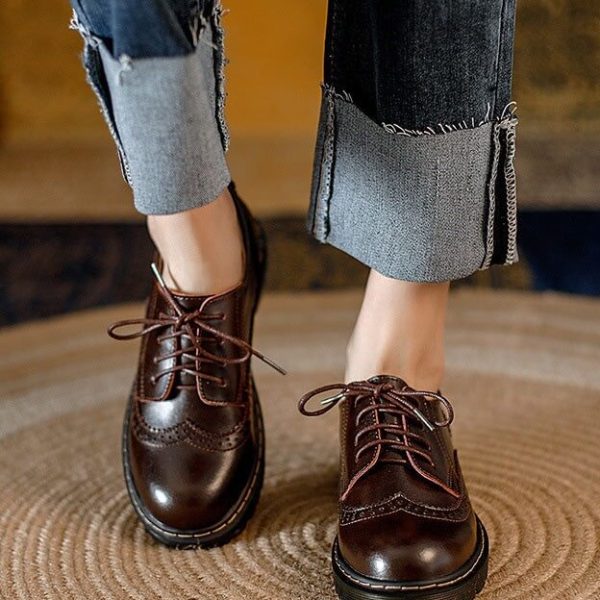 Alternative view of British Style Brogue Lace up Mary Jane Shoes Mary Jane Shoes