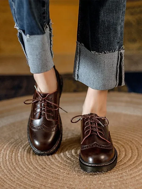 Alternative view of British Style Brogue Lace up Mary Jane Shoes Mary Jane Shoes