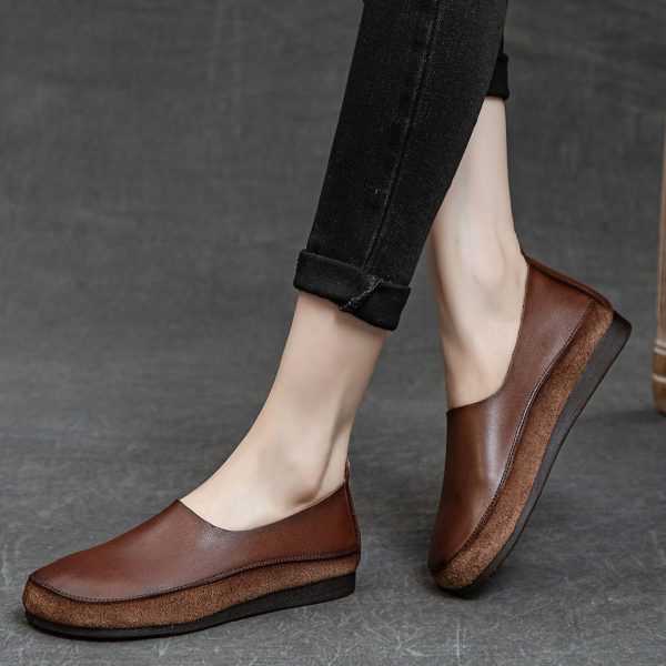 Alternative view of Comfortable Soft Leather Retro Flat Shoes Flat Shoes