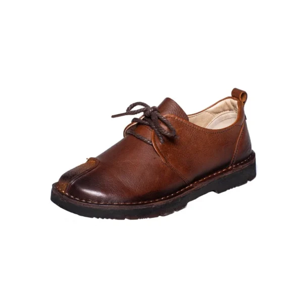 Genuine Leather Round Toe Handmade Retro Flat Shoes Flat Shoes