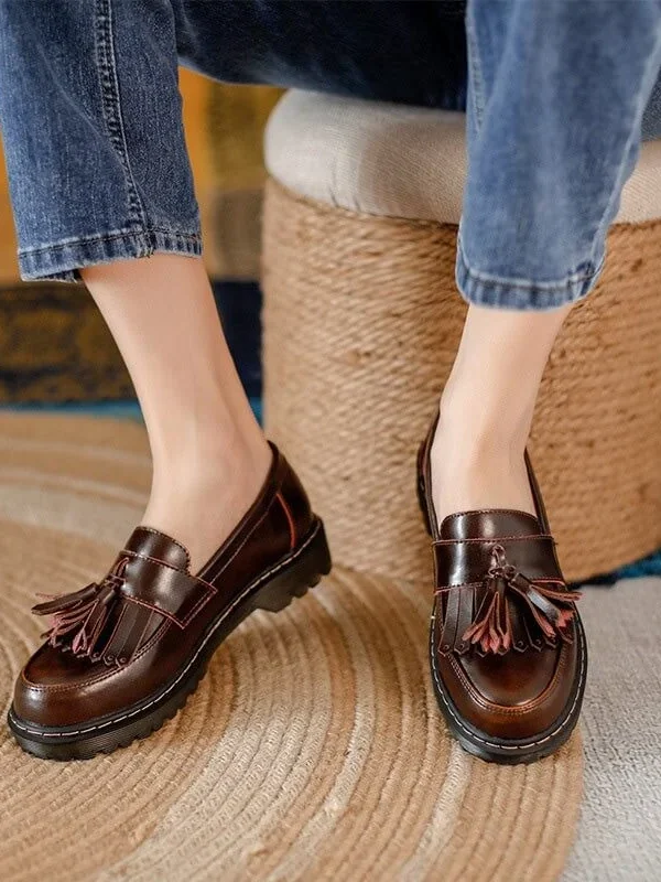 Alternative view of Round Head Tassel Loafers for Women Loafers