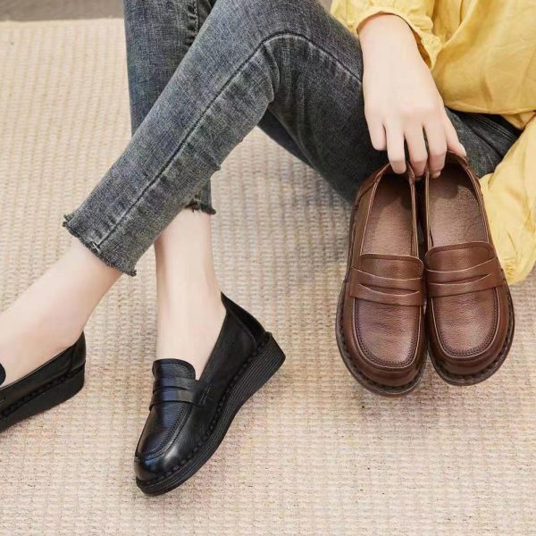 Alternative view of Soft Leather Comfortable Retro Loafers Loafers