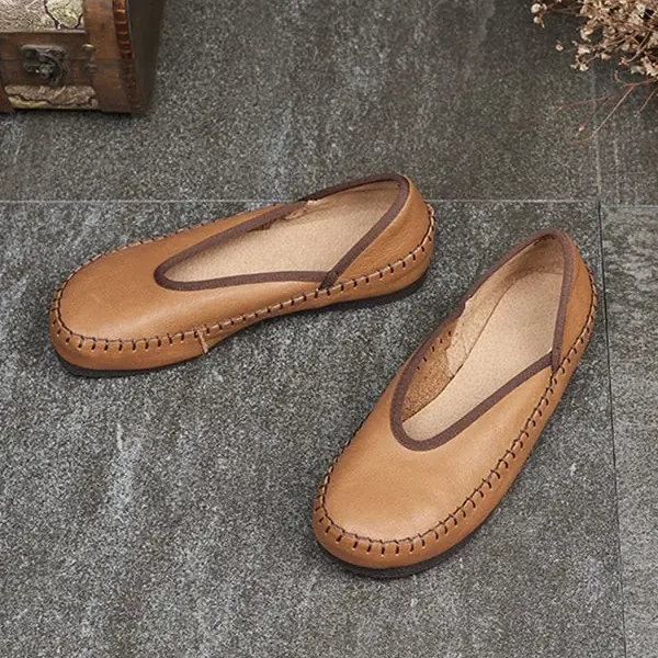 Spring Summer Retro Leather Flats Loafers Loafers