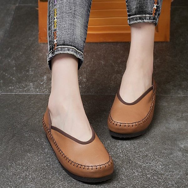 Alternative view of Spring Summer Retro Leather Flats Loafers Loafers