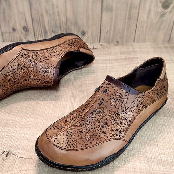 Alternative view of Spring Retro Leather Flats Loafers Loafers