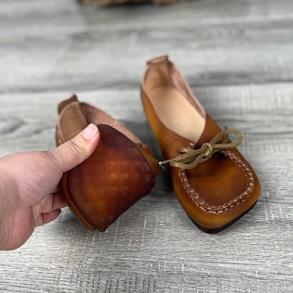 Alternative view of Square Toe Handmade Comfy Flat Shoes Flat Shoes