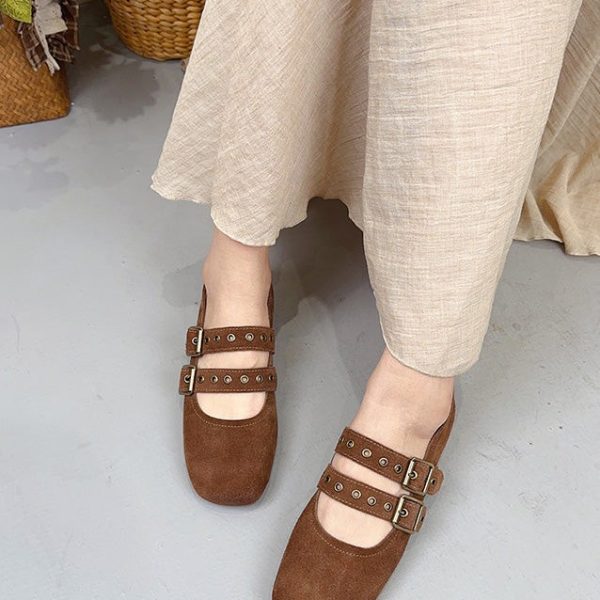 Alternative view of Suede Square Toe Double Buckles Mary Jane Shoes Mary Jane Shoes