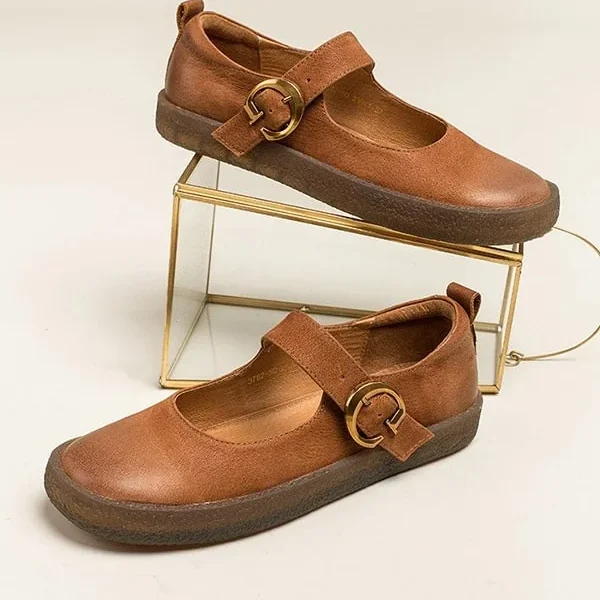 Alternative view of Retro Leather Comfortable Buckle Mary Janes Mary Jane Shoes