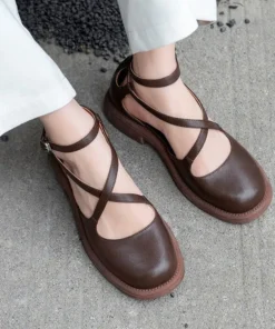 Alternative view of Vintage Ankle Cross Strap Round Toe Mary Jane Mary Jane Shoes