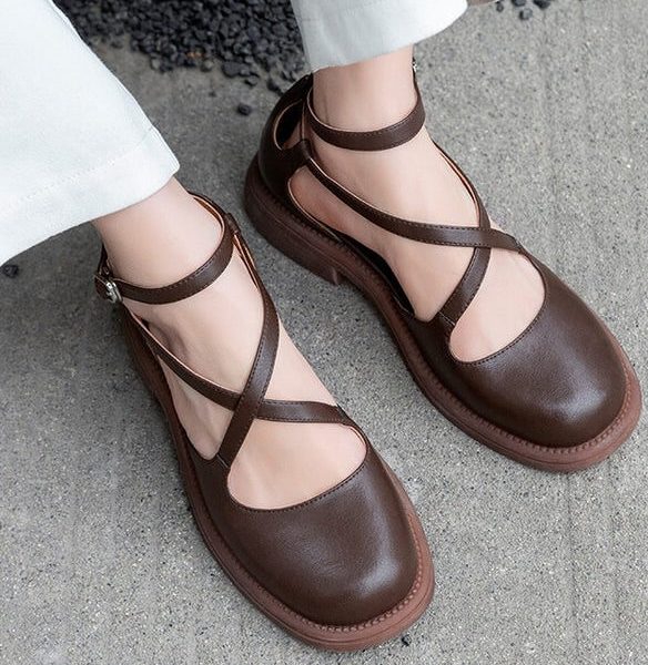 Alternative view of Vintage Ankle Cross Strap Round Toe Mary Jane Mary Jane Shoes